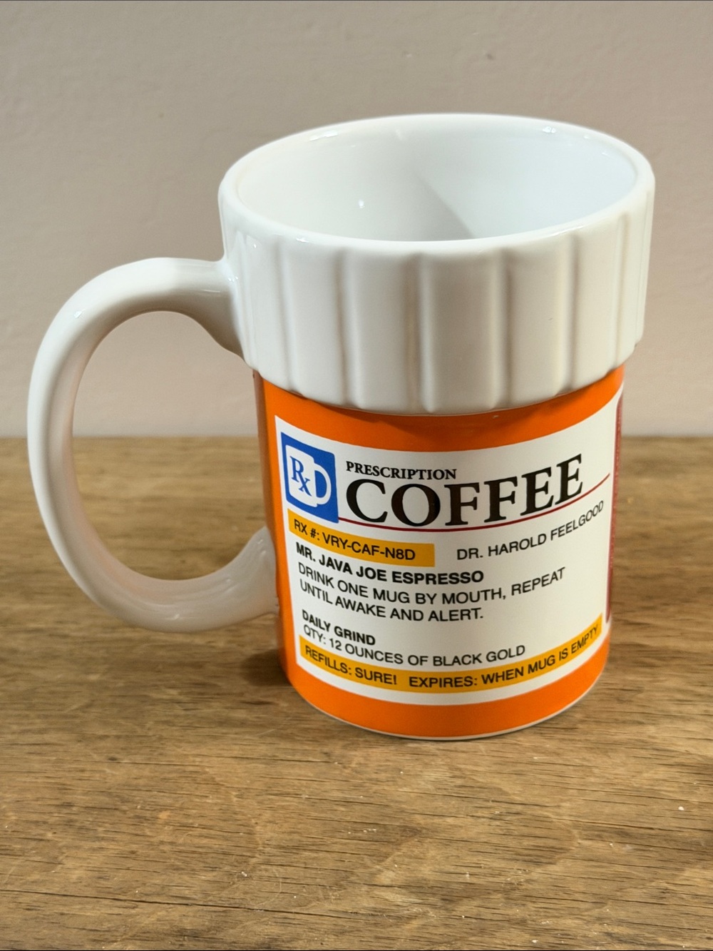 Prescription Coffee Mug, Pill Bottle, Pharmacy or Medical, Novelty Gift